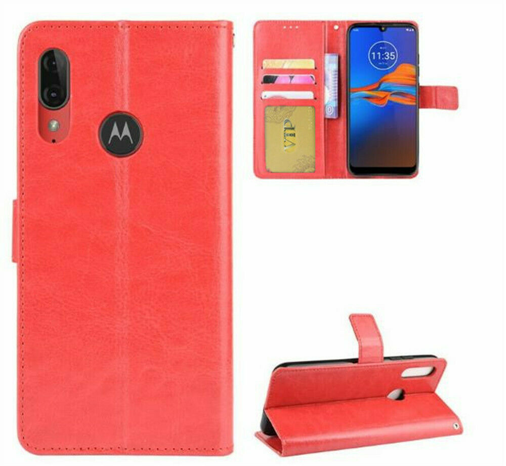 Leather Folio Wallet Case for Motorola Moto E6