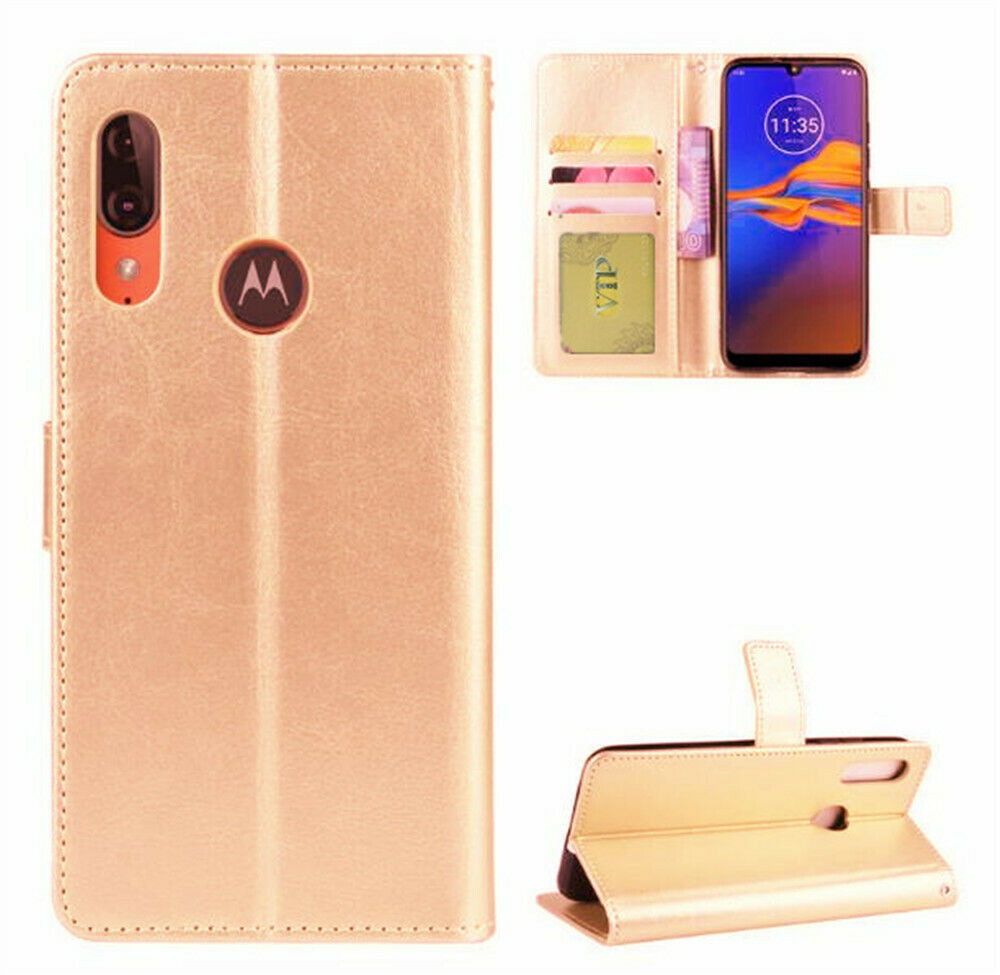 Leather Folio Wallet Case for Motorola Moto E6