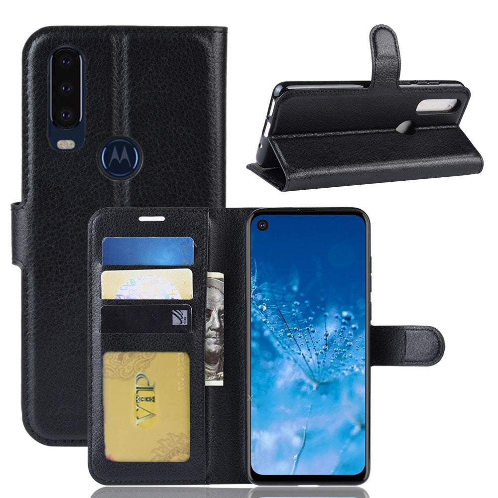 Leather Folio Wallet Case for Motorola Moto One Action