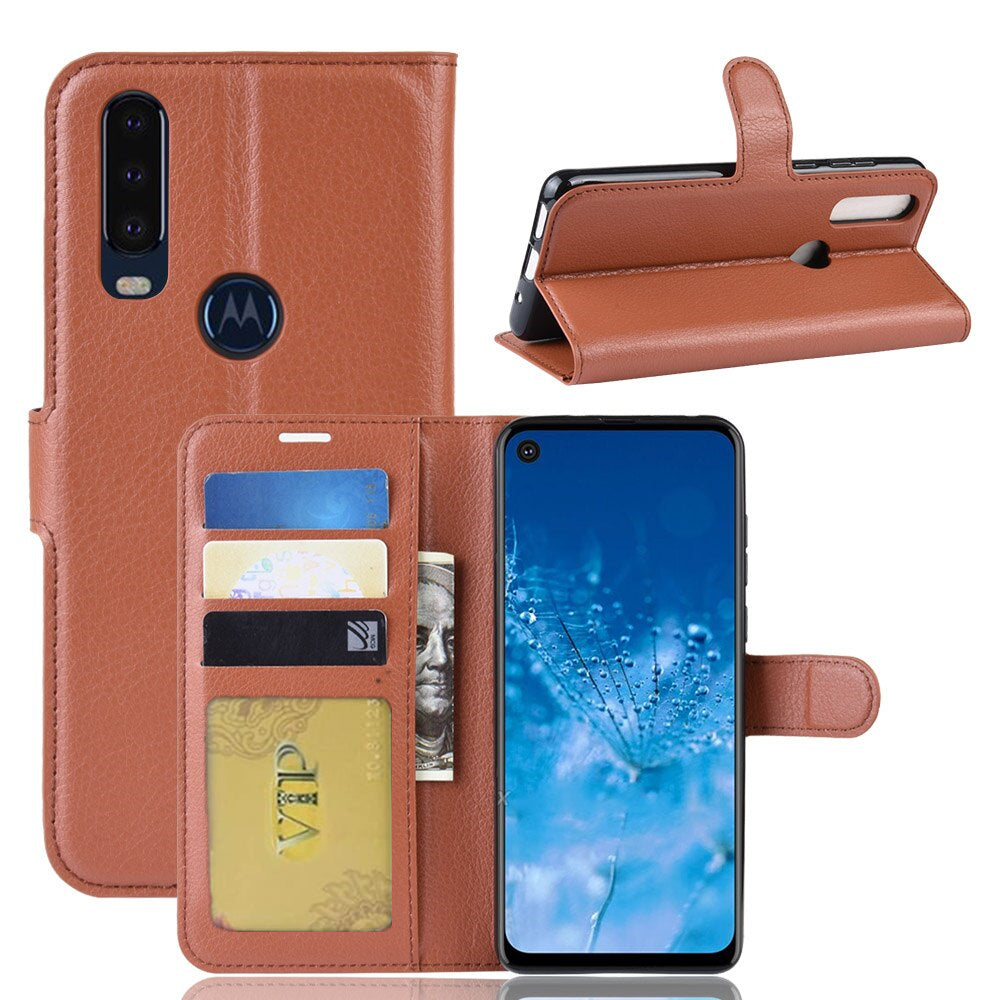 Leather Folio Wallet Case for Motorola Moto One Action