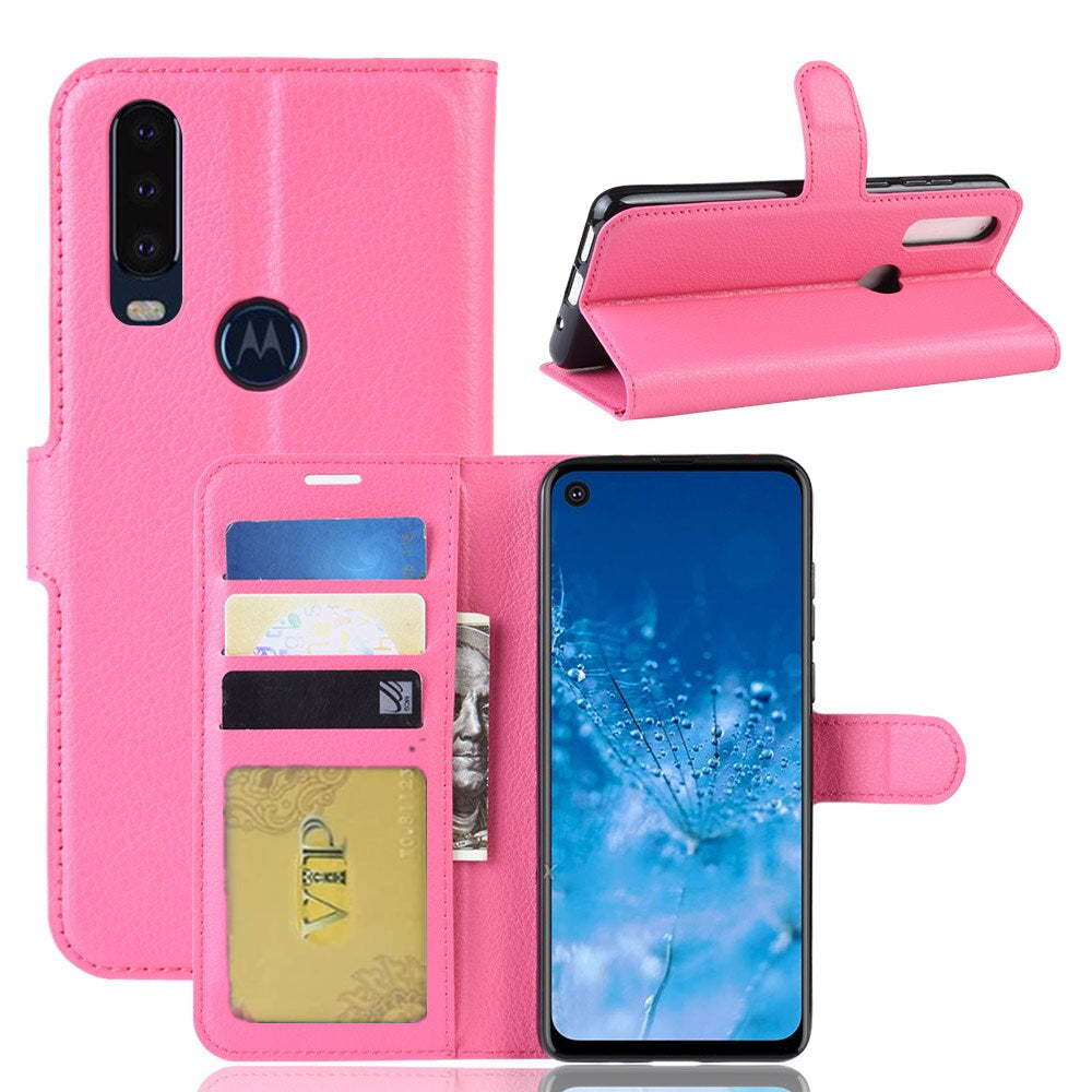 Leather Folio Wallet Case for Motorola Moto One Action