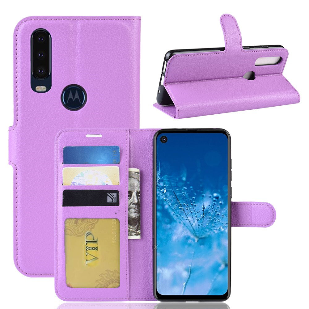 Leather Folio Wallet Case for Motorola Moto One Action