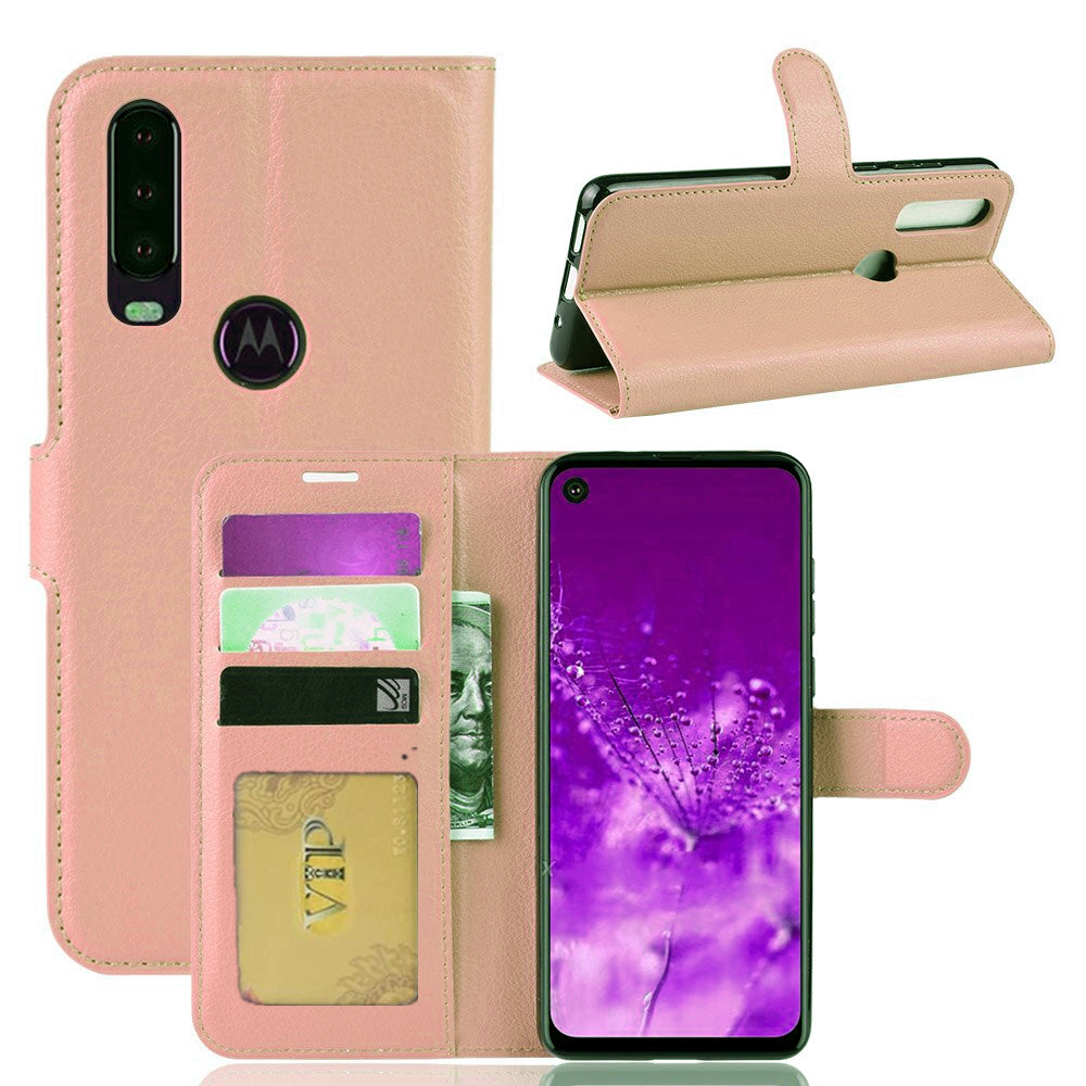 Leather Folio Wallet Case for Motorola Moto One Action