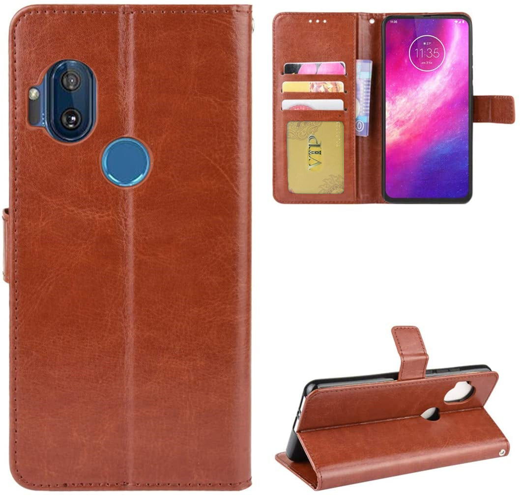 Leather Folio Wallet Case for Motorola Moto One Hyper