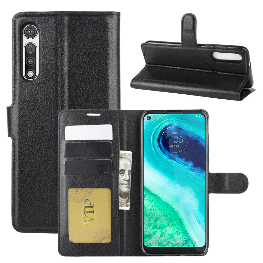 Étui portefeuille en cuir Folio pour Motorola Moto G Fast