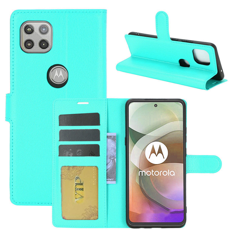 Leather Folio Wallet Case for Motorola Moto One 5G Ace