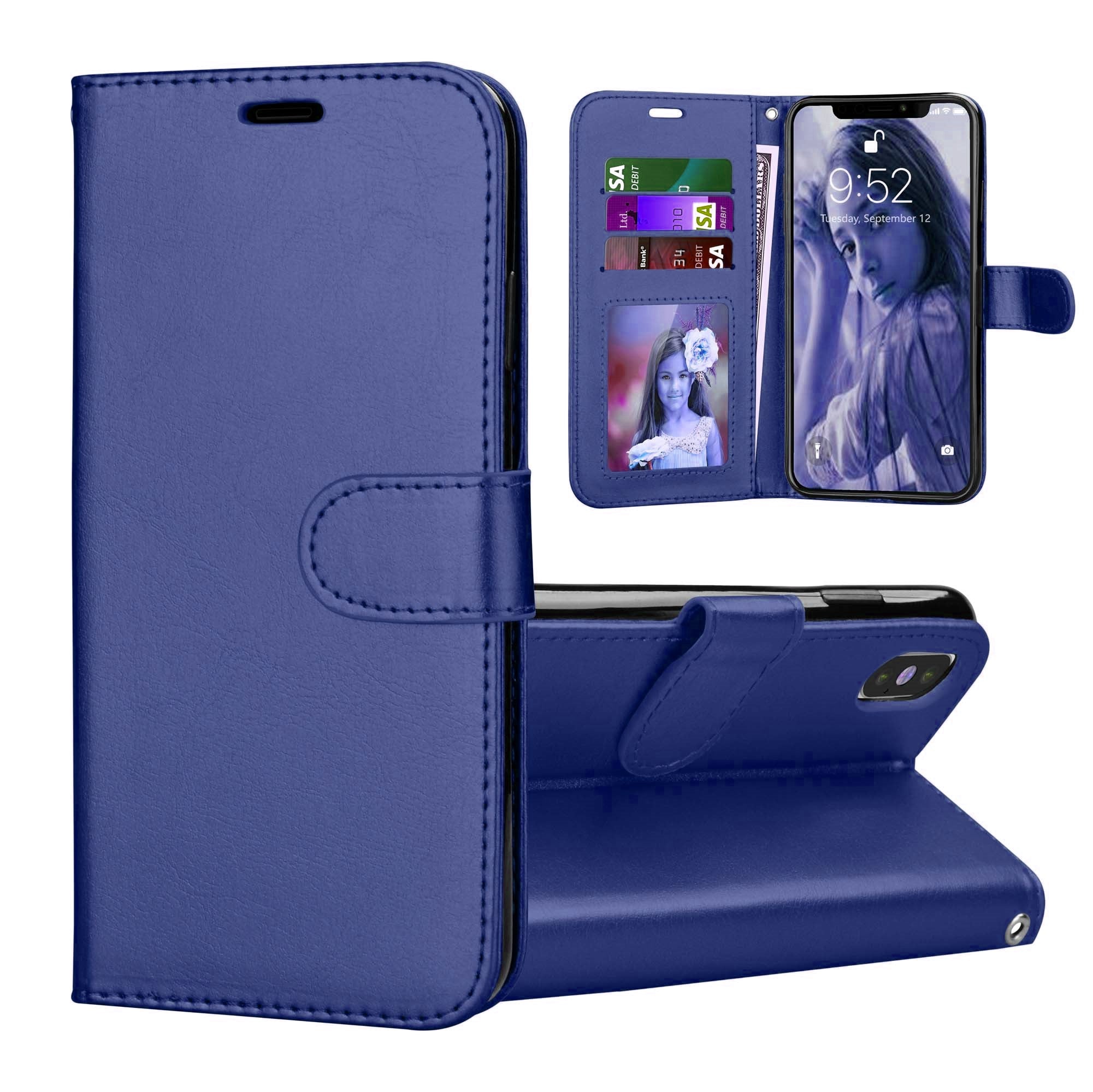 Leather Folio Wallet Case for iPhone XR