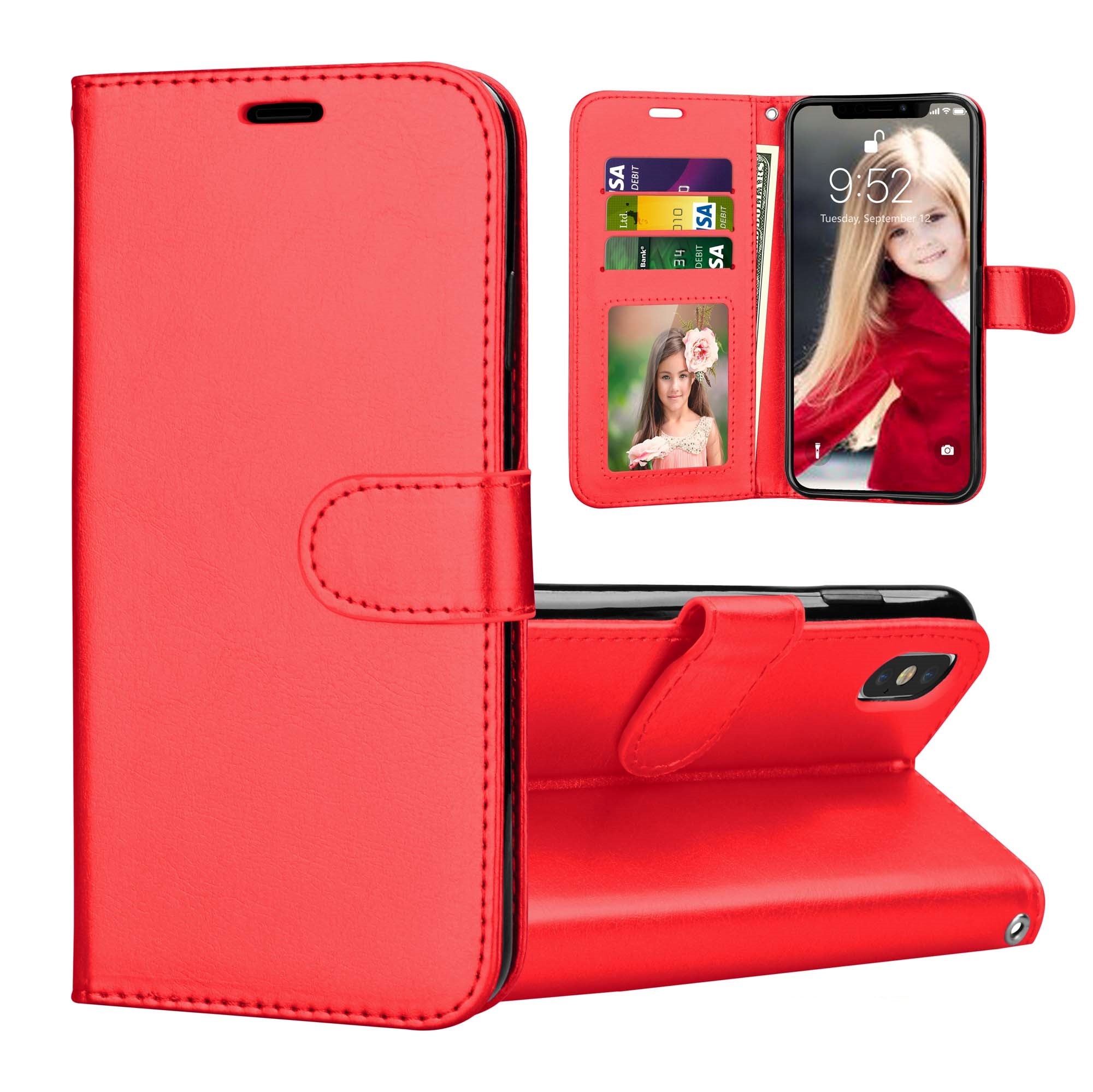 Leather Folio Wallet Case for iPhone XR