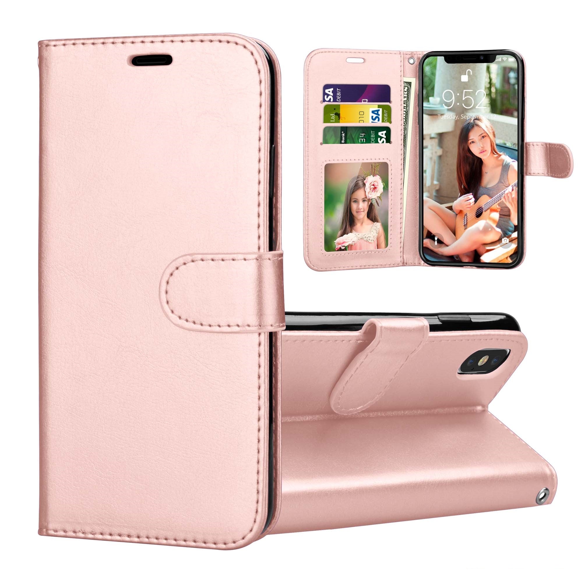 Leather Folio Wallet Case for iPhone XR