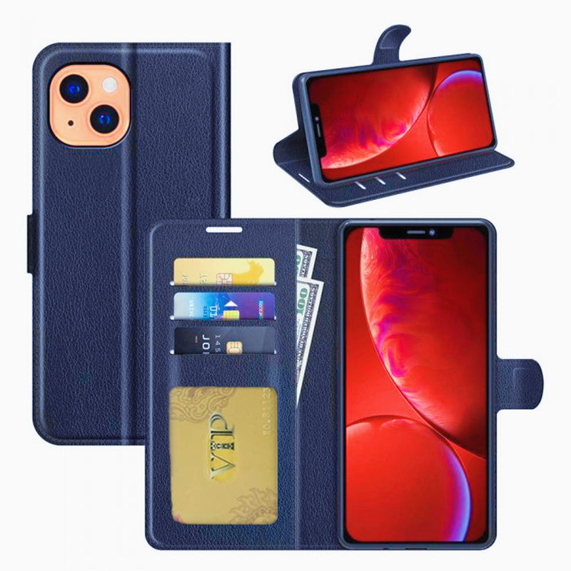 Étui portefeuille folio en cuir pour iPhone 15 Plus / 14 Plus