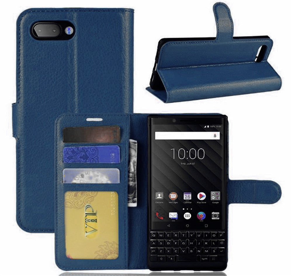 Leather Folio Wallet Case for Blackberry Key2 KeyTwo