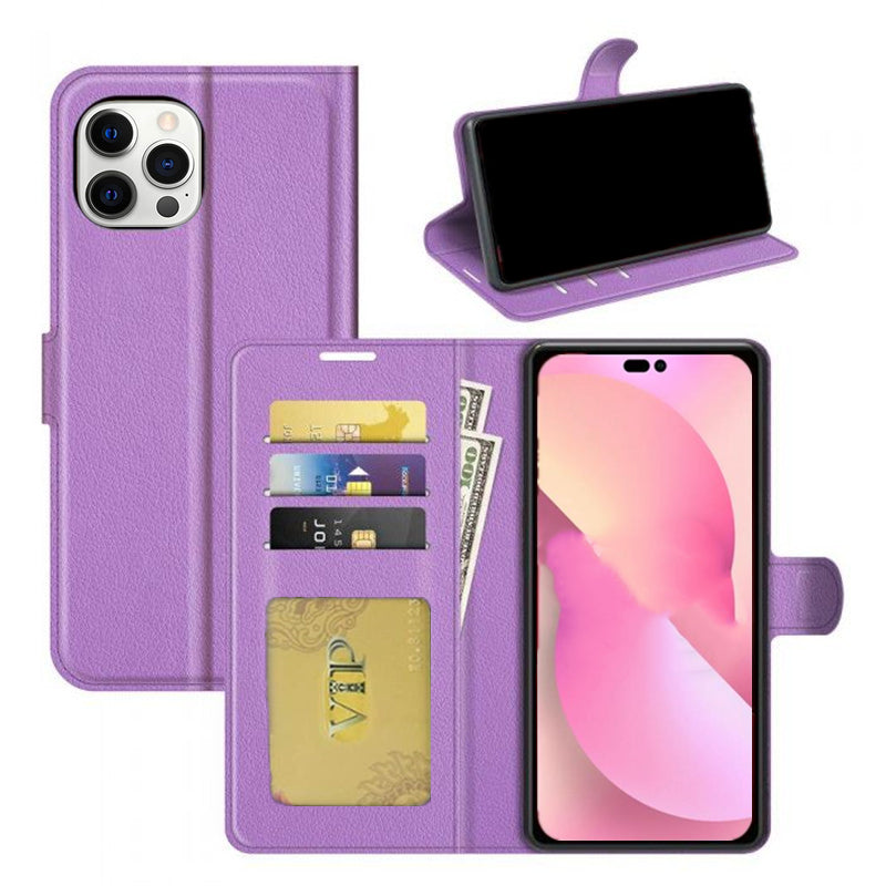 Leather Folio Wallet Case for iPhone 16 Pro