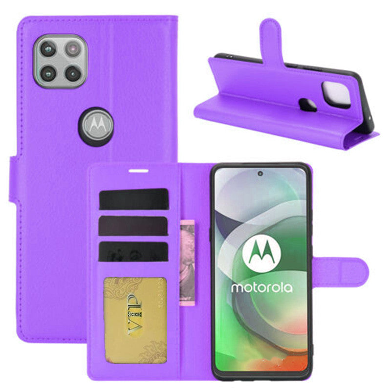 Leather Folio Wallet Case for Motorola Moto One 5G Ace