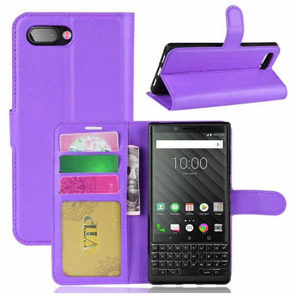 Leather Folio Wallet Case for Blackberry Key2 KeyTwo