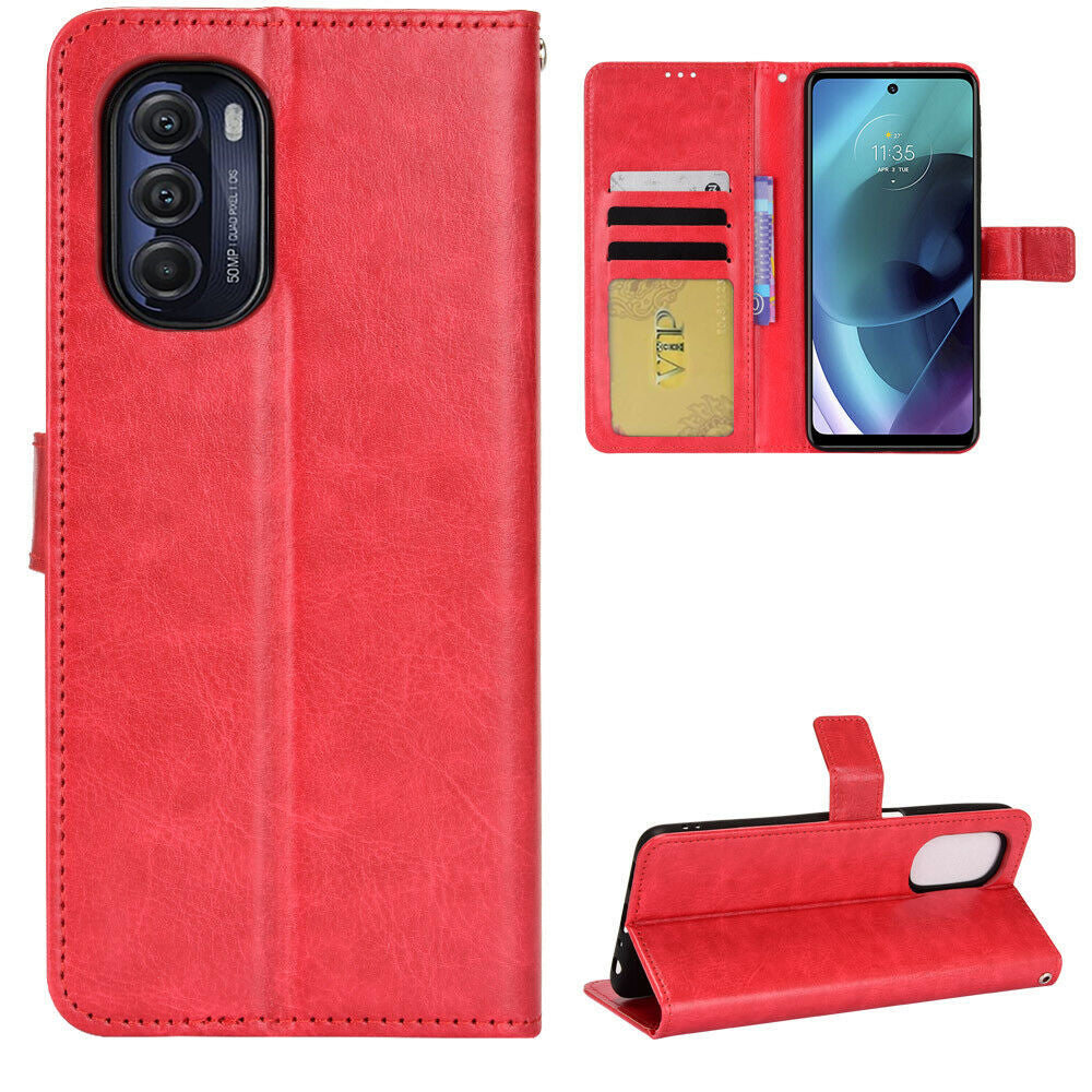 Leather Folio Wallet Case for Motorola Moto Edge (2022)