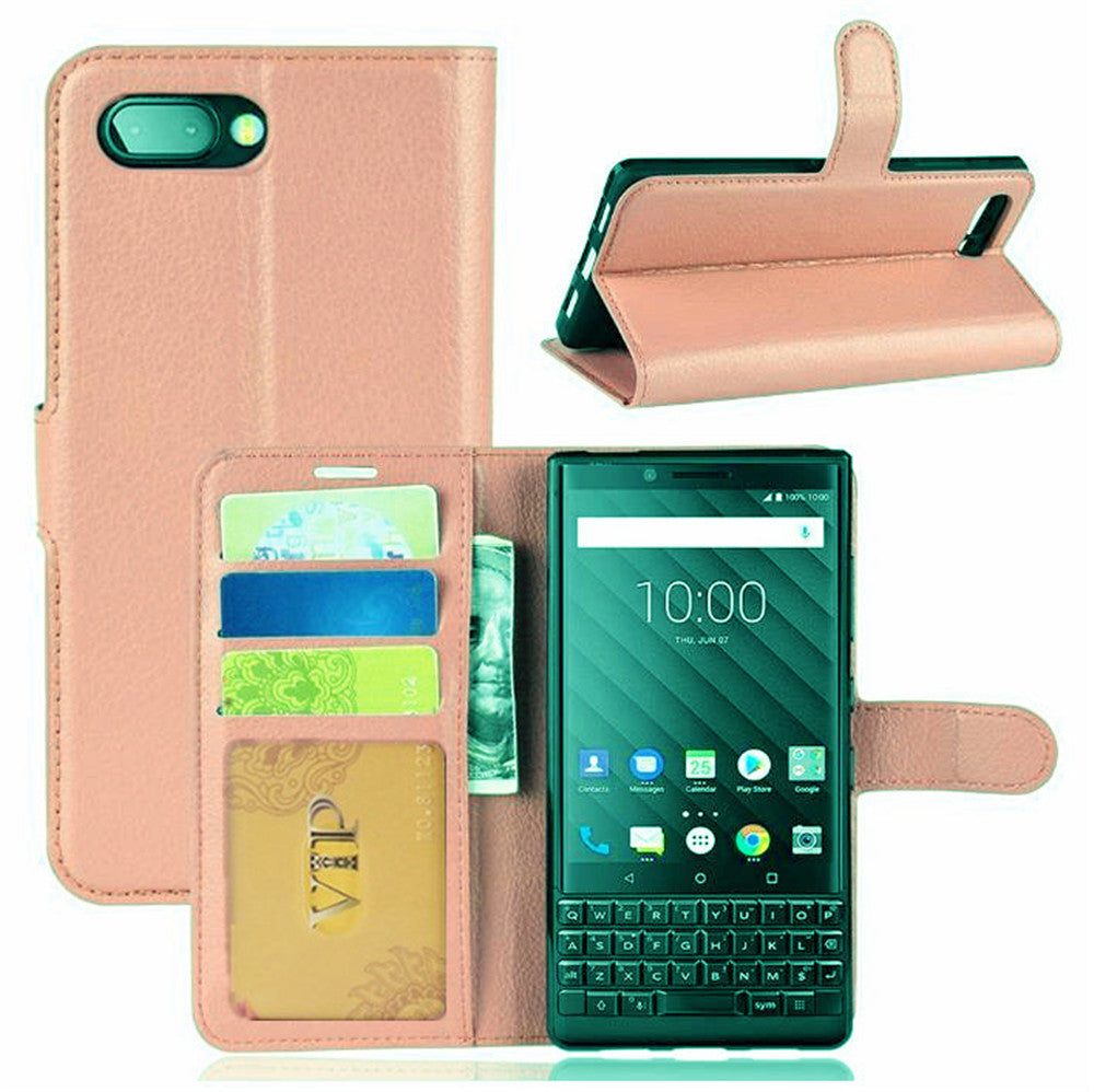 Leather Folio Wallet Case for Blackberry Key2 KeyTwo