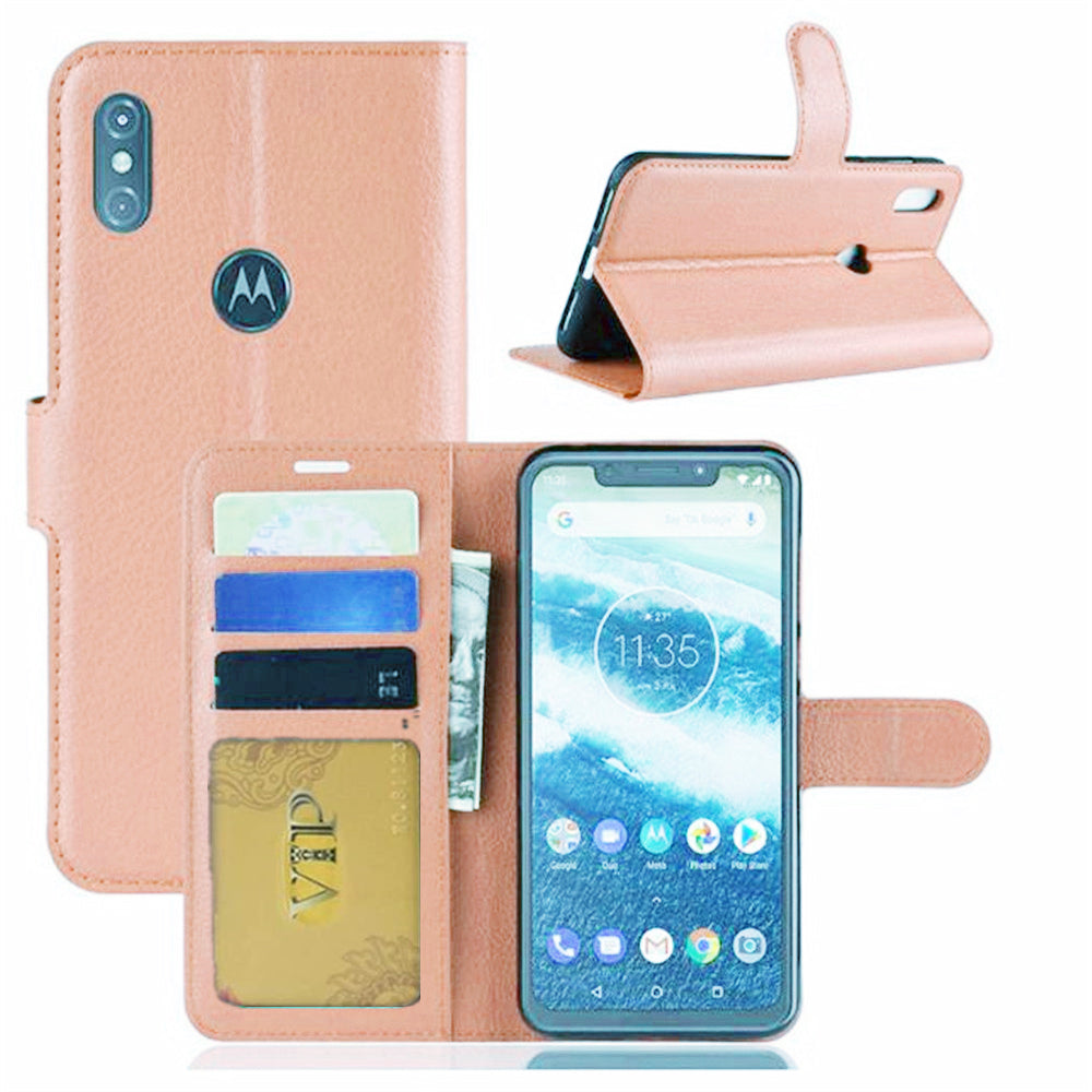 Leather Folio Wallet Case for Motorola Moto One Vision