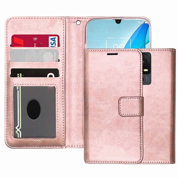 Leather Folio Wallet Case for TCL 50 XE 5G