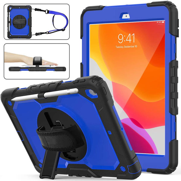 Rugged Defender Case with Strap for iPad 7 / 8 / 9 (7th / 8th / 9th Gen.) 10.2