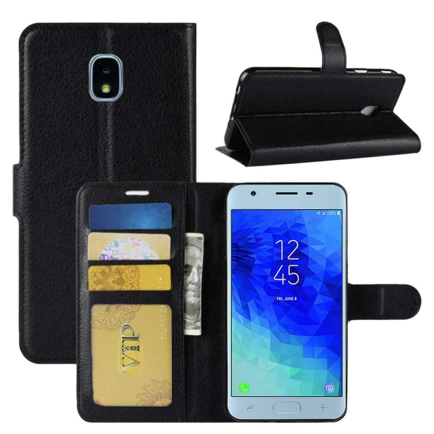 Etui Portefeuille Folio en Cuir pour Samsung Galaxy J3 2018