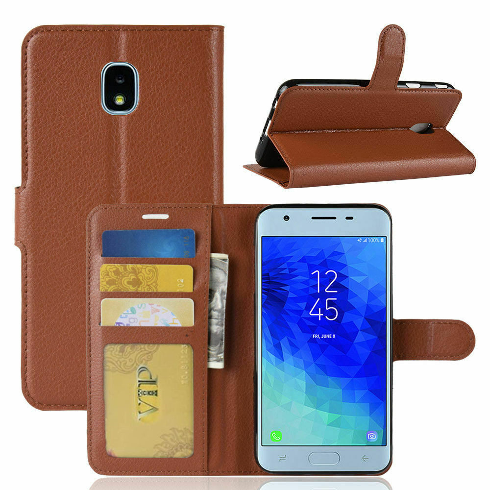 Etui Portefeuille Folio en Cuir pour Samsung Galaxy J3 2018