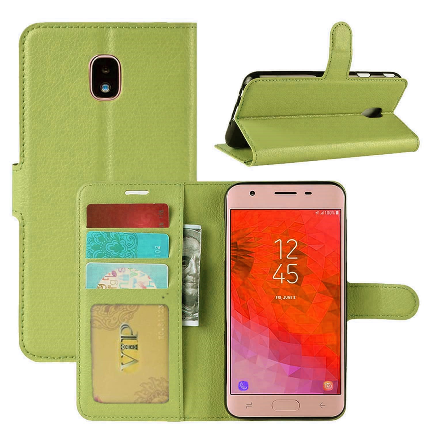 Leather Folio Wallet Case for Samsung Galaxy J3 2018