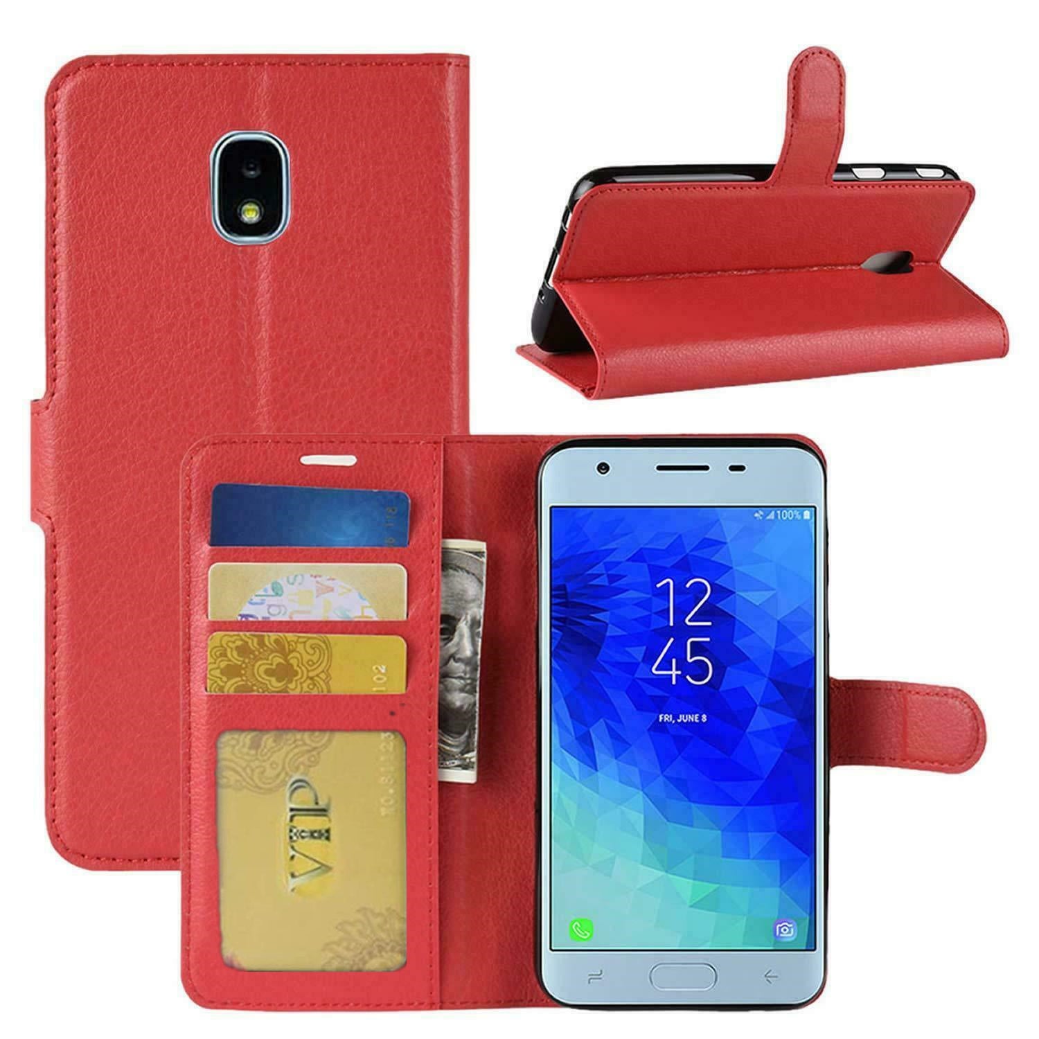 Leather Folio Wallet Case for Samsung Galaxy J3 2018