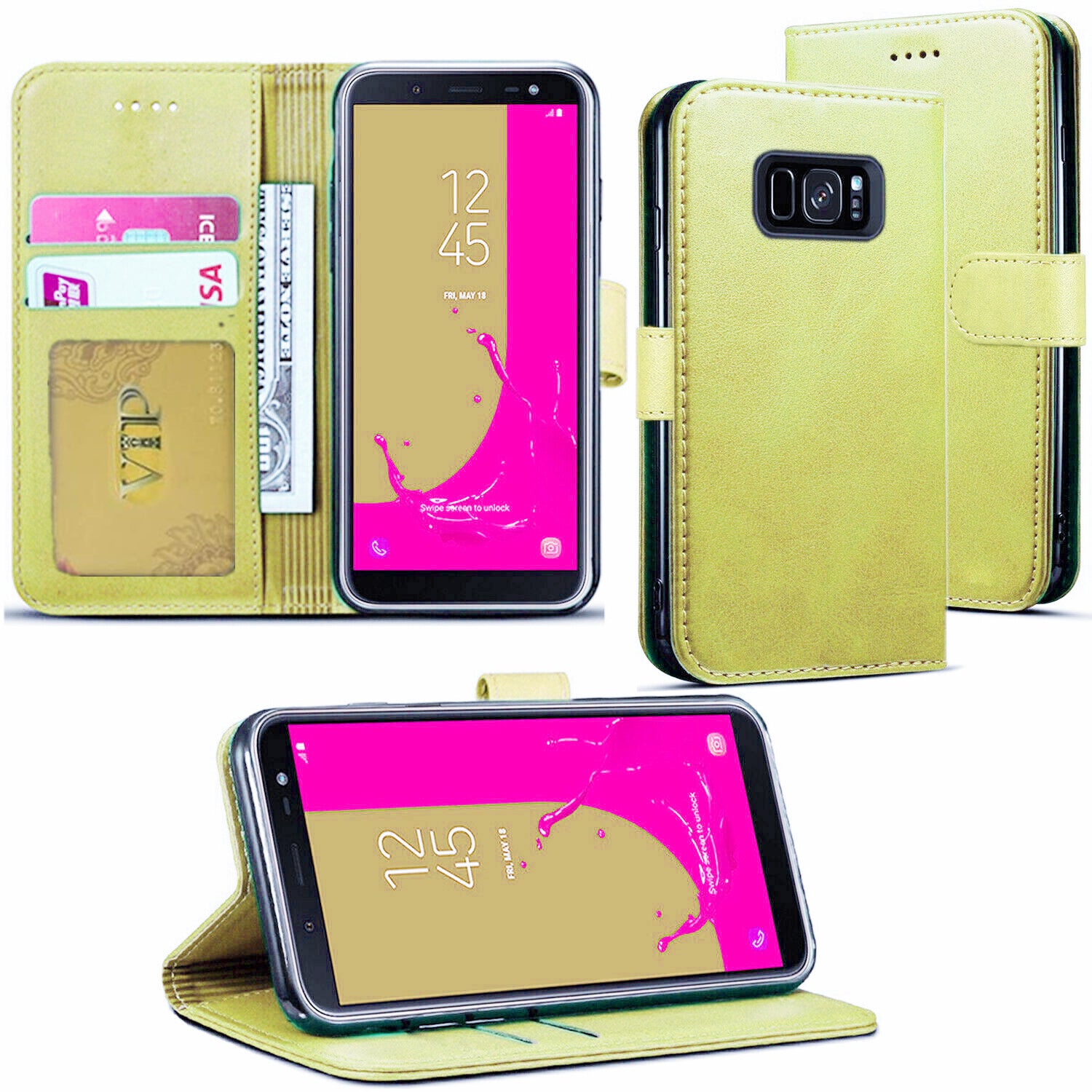 Leather Folio Wallet Case for Samsung Galaxy S6 Edge Plus