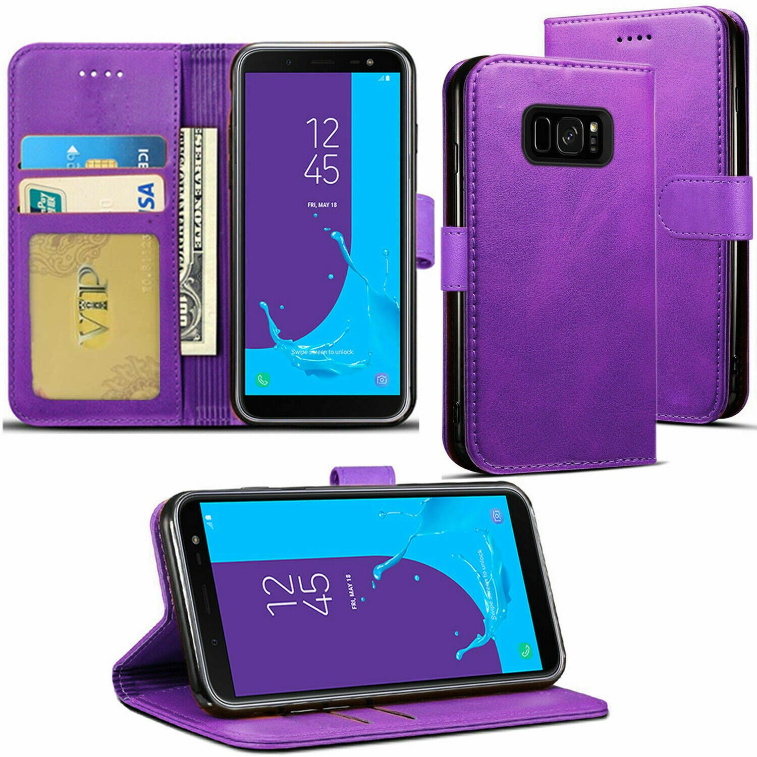 Leather Folio Wallet Case for Samsung Galaxy S6 Edge Plus