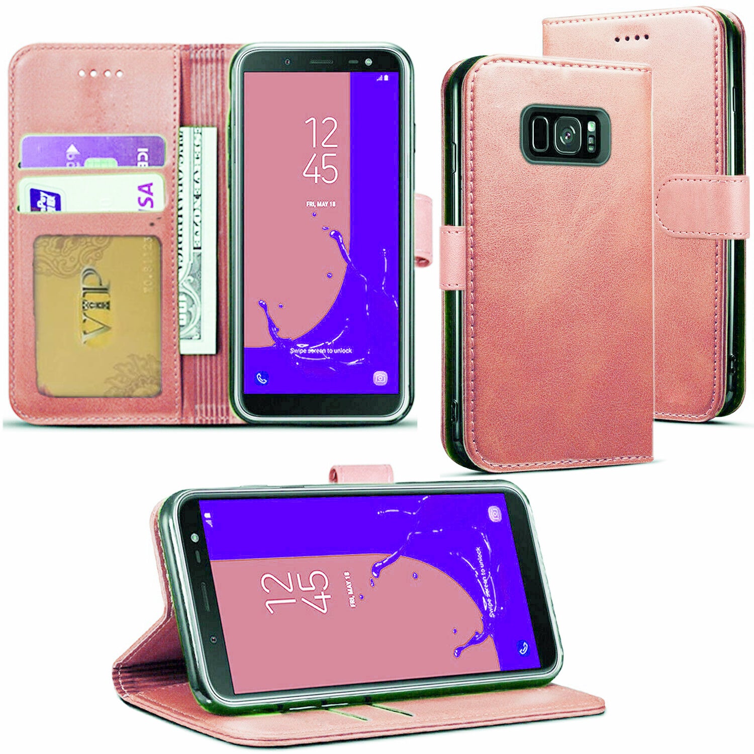 Leather Folio Wallet Case for Samsung Galaxy S6