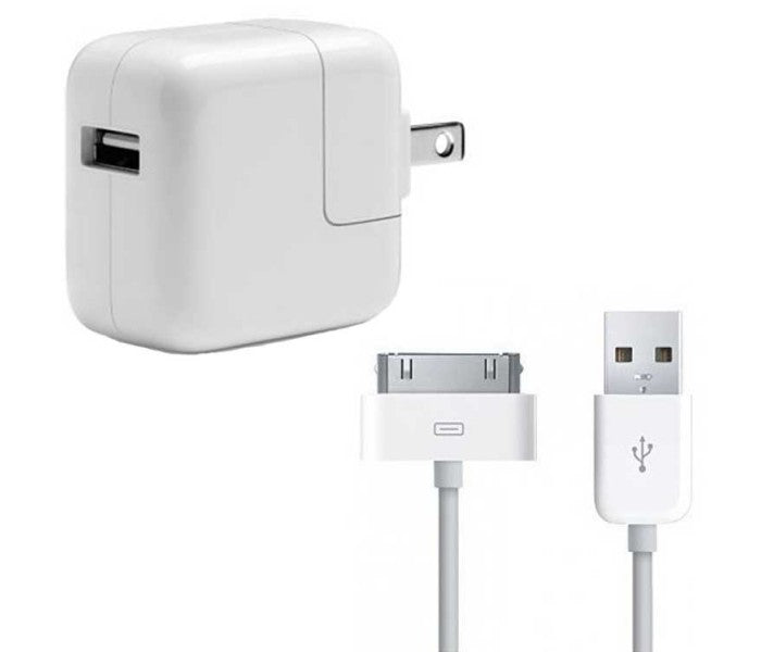 12W USB Power Adapter Wall Charger & 30-Pin Cable (1m)