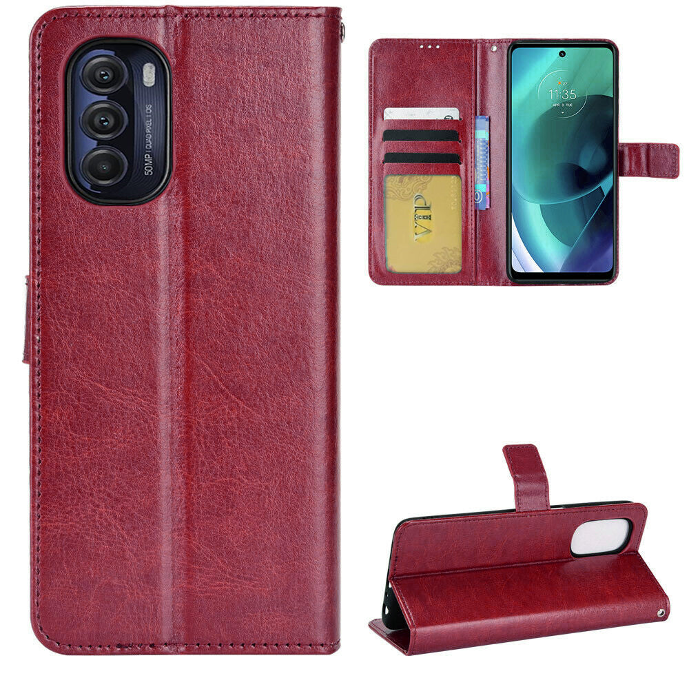 Leather Folio Wallet Case for Motorola Moto Edge (2022)