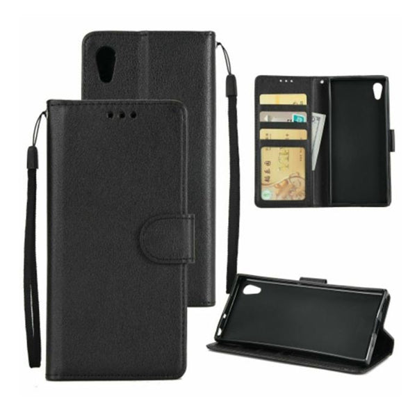 Leather Folio Wallet Case for Sony XA1