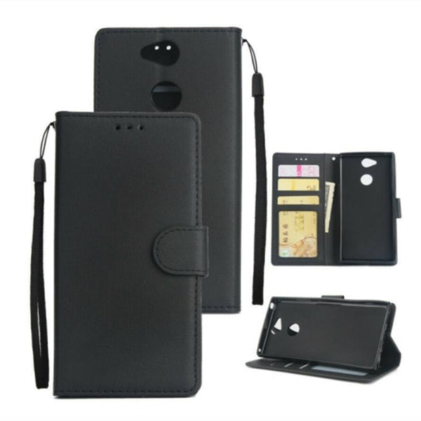 Leather Folio Wallet Case for Sony XA2