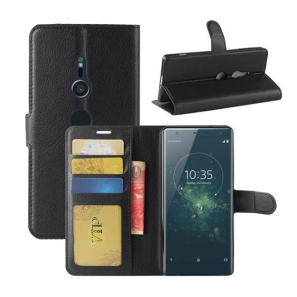 Leather Folio Wallet Case for Sony XZ2