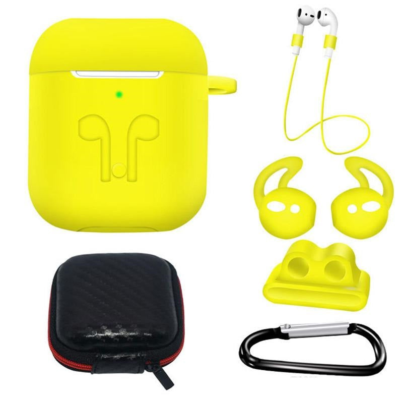 6 in 1 Silicone Case with Ear Hook Grips Straps Clips Tips Grips for AirPods 1 2 (1st 2nd Gen.)