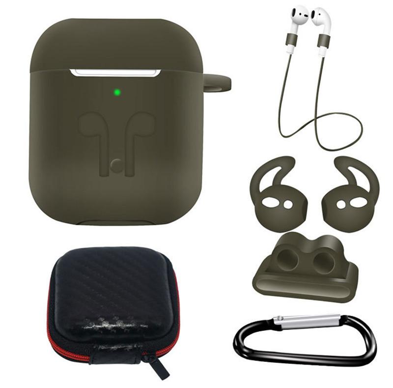 6 in 1 Silicone Case with Ear Hook Grips Straps Clips Tips Grips for AirPods 1 2 (1st 2nd Gen.)