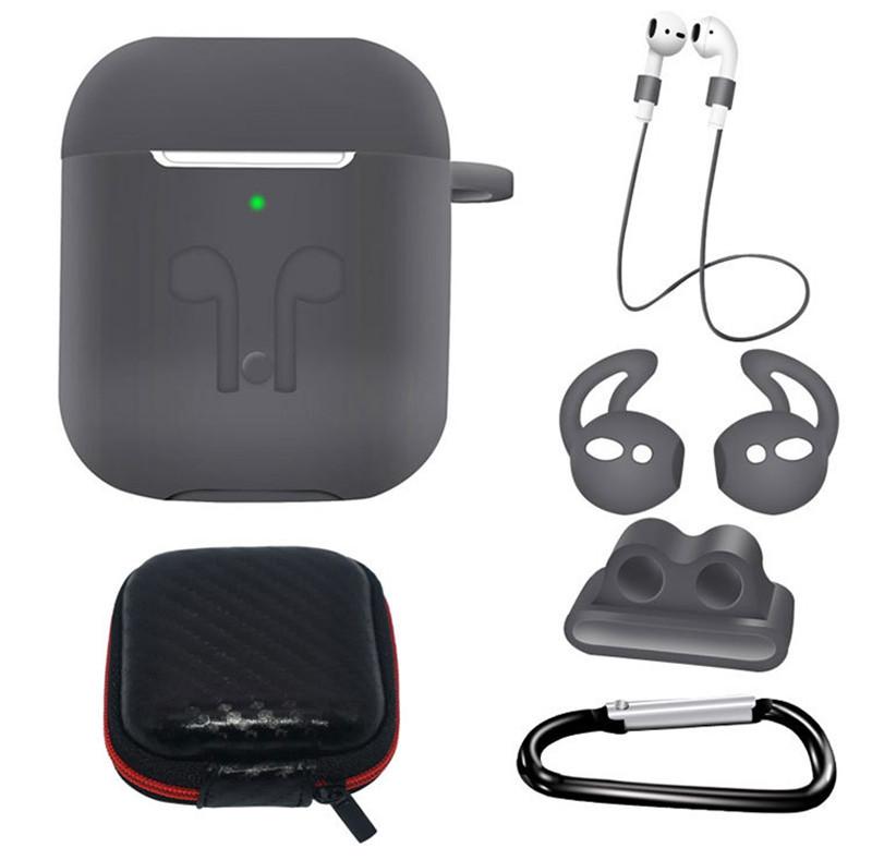 6 in 1 Silicone Case with Ear Hook Grips Straps Clips Tips Grips for AirPods 1 2 (1st 2nd Gen.)