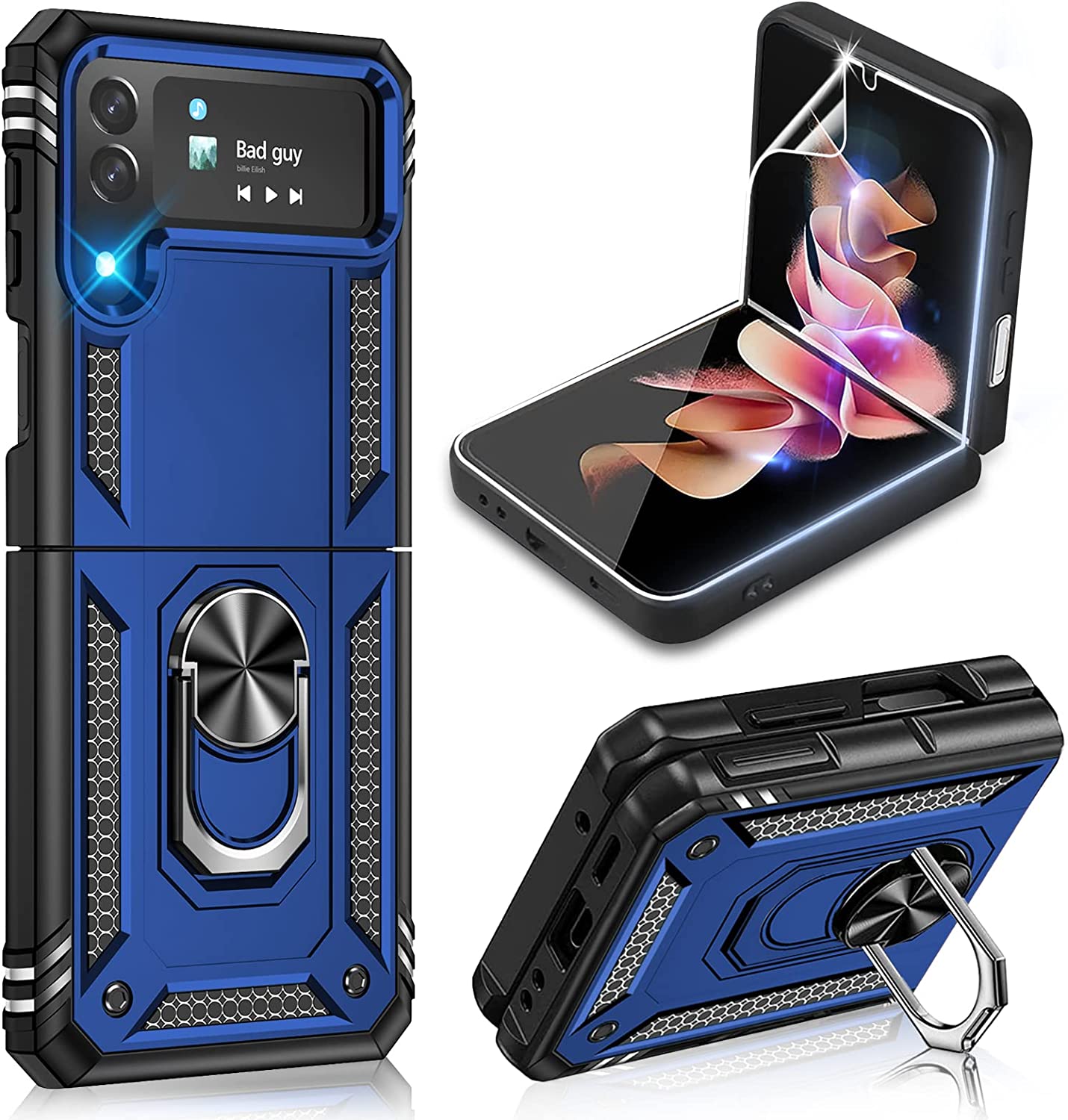 Coque hybride avec anneau pour Samsung Galaxy Z Flip 4 5G