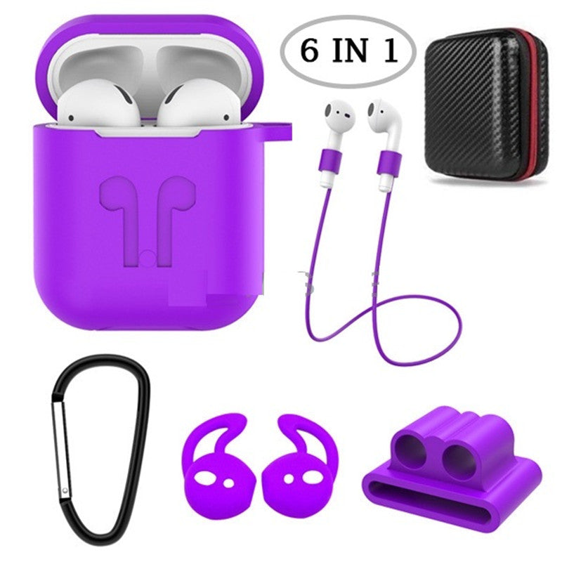 6 in 1 Silicone Case with Ear Hook Grips Straps Clips Tips Grips for AirPods 1 2 (1st 2nd Gen.)