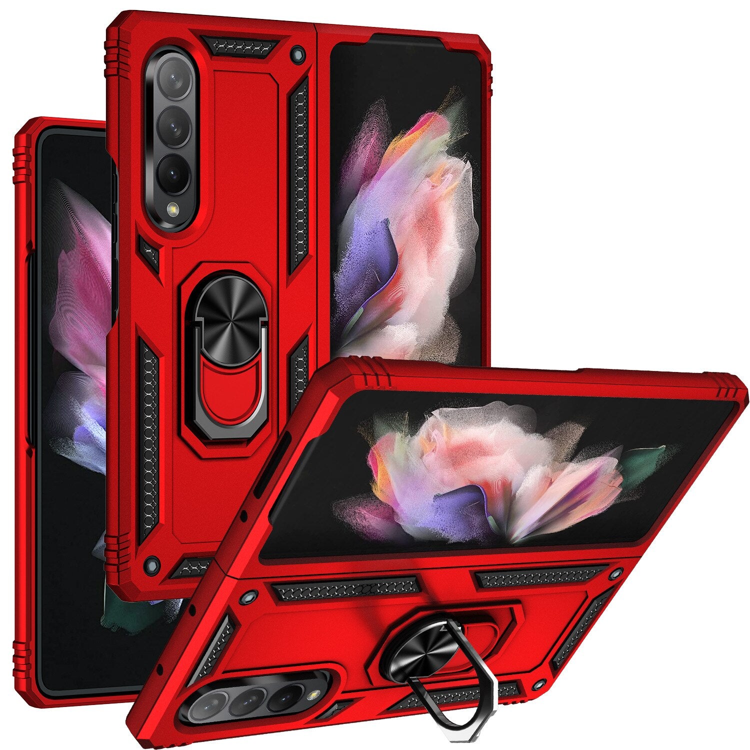 Coque hybride avec anneau pour Samsung Galaxy Z Fold 3 5G