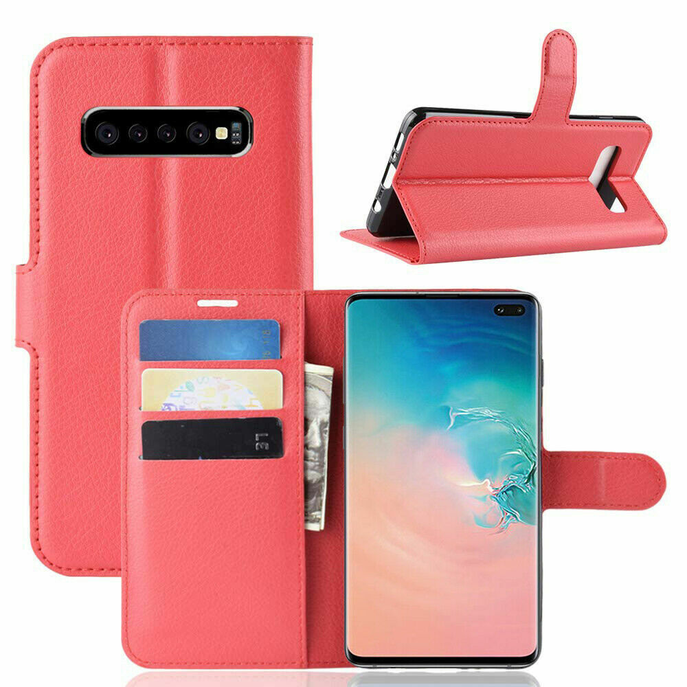 Étui portefeuille en cuir pour Samsung Galaxy S10 Plus