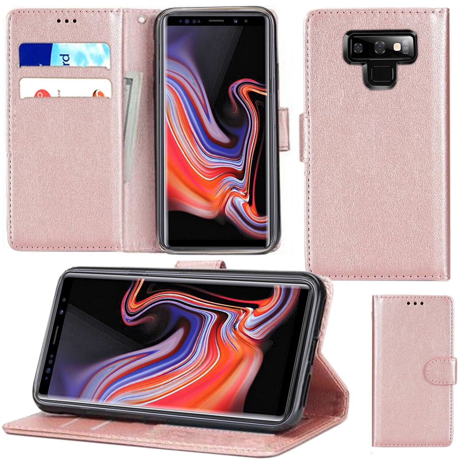 Leather Folio Wallet Case for Samsung Galaxy Note 9