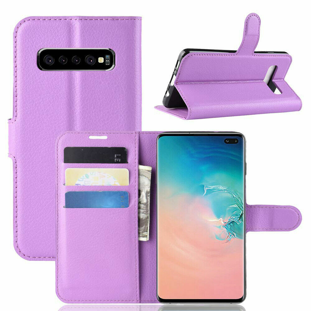 Étui portefeuille en cuir pour Samsung Galaxy S10 Plus