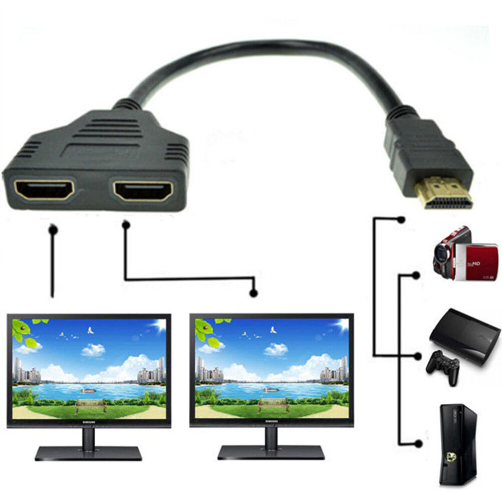 HDMI Male to 2 Ports HDMI Female Splitter Adapter Converter