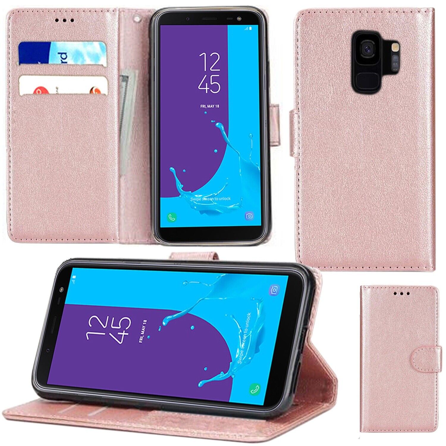 Leather Folio Wallet Case for Samsung Galaxy S9 Plus