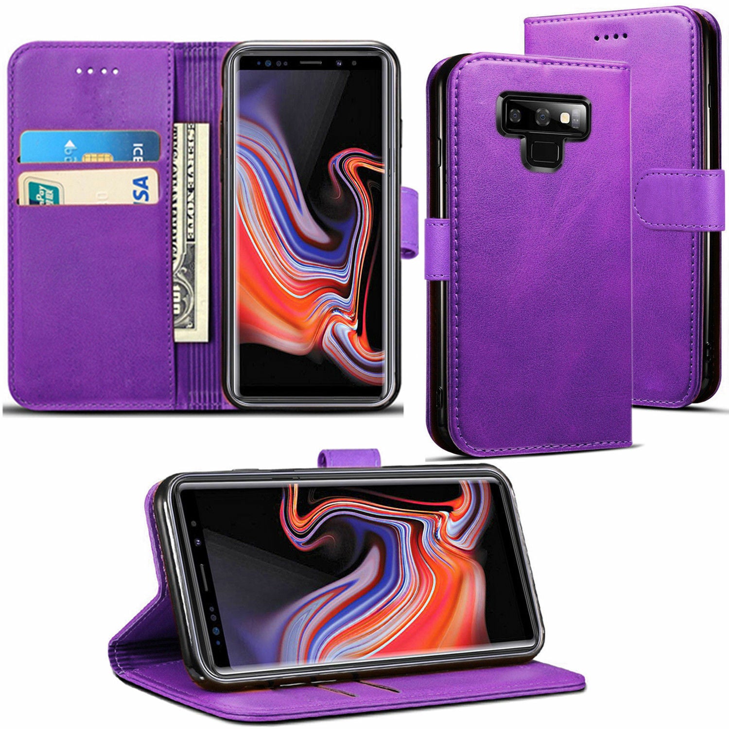 Leather Folio Wallet Case for Samsung Galaxy Note 9