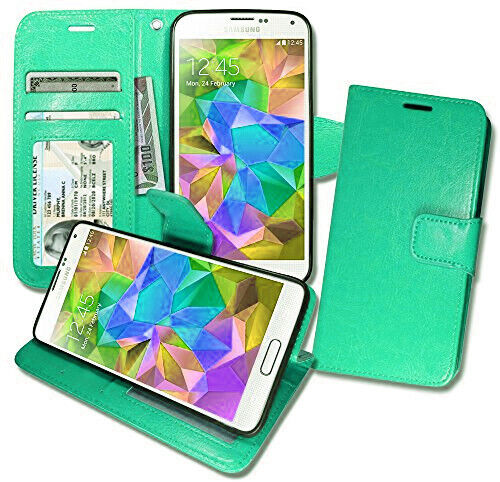 Leather Folio Wallet Case for Samsung Galaxy S5